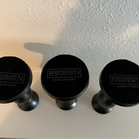 Set of 3 Restoration Hardware 5.5" Candlestick Candle Holders Silver/Black - Picture 5 of 10